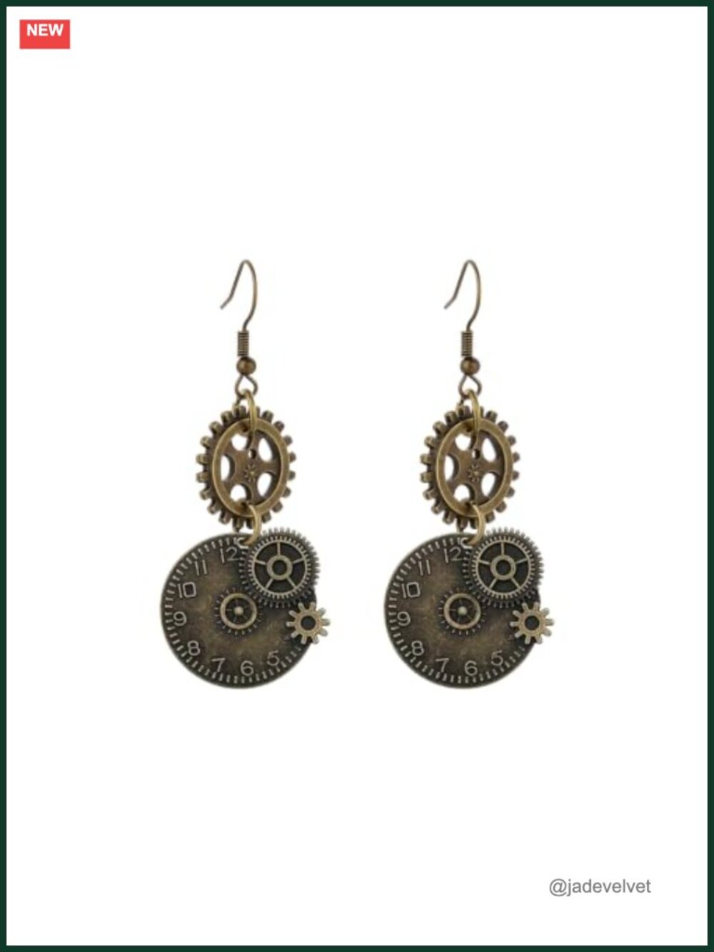 Steampunk Gear Antique Bronze Dangle Drop Earrings Lightweight Metal Halloween